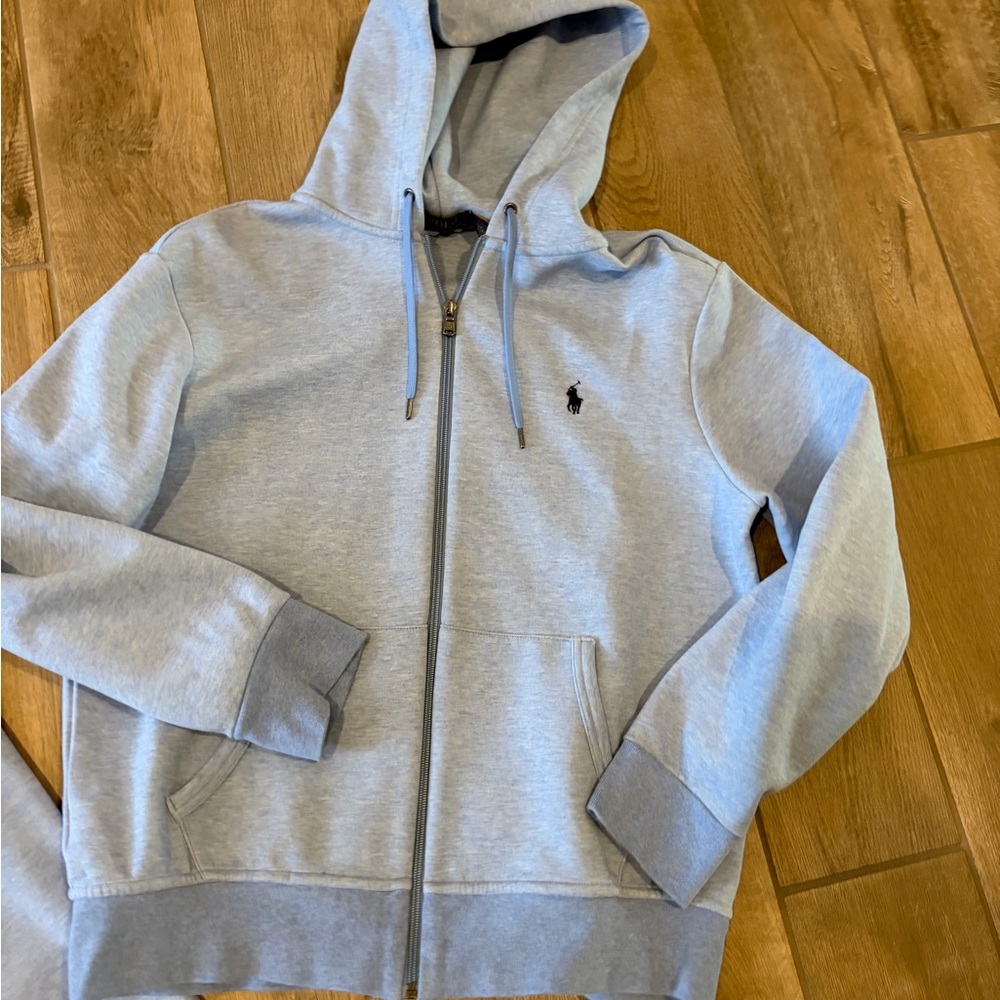 Polo Ralph Lauren Men's Full Zip Hoodie and jogger pants Medium Heather Blue - Picture 5 of 8